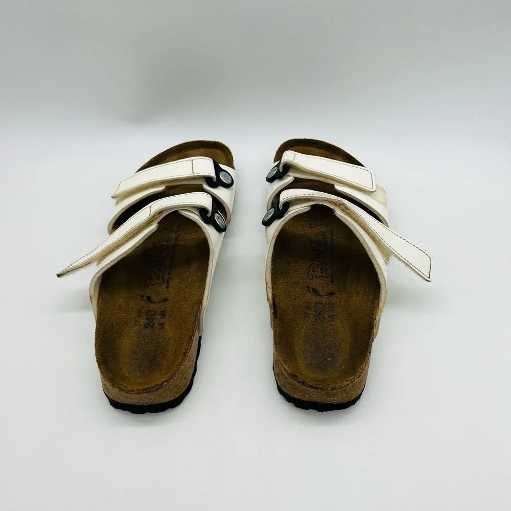 BIRKIES UNISEX WHITE VELCRO SLIP ON SANDALS SIZE W6 M4 - Picture 4 of 14